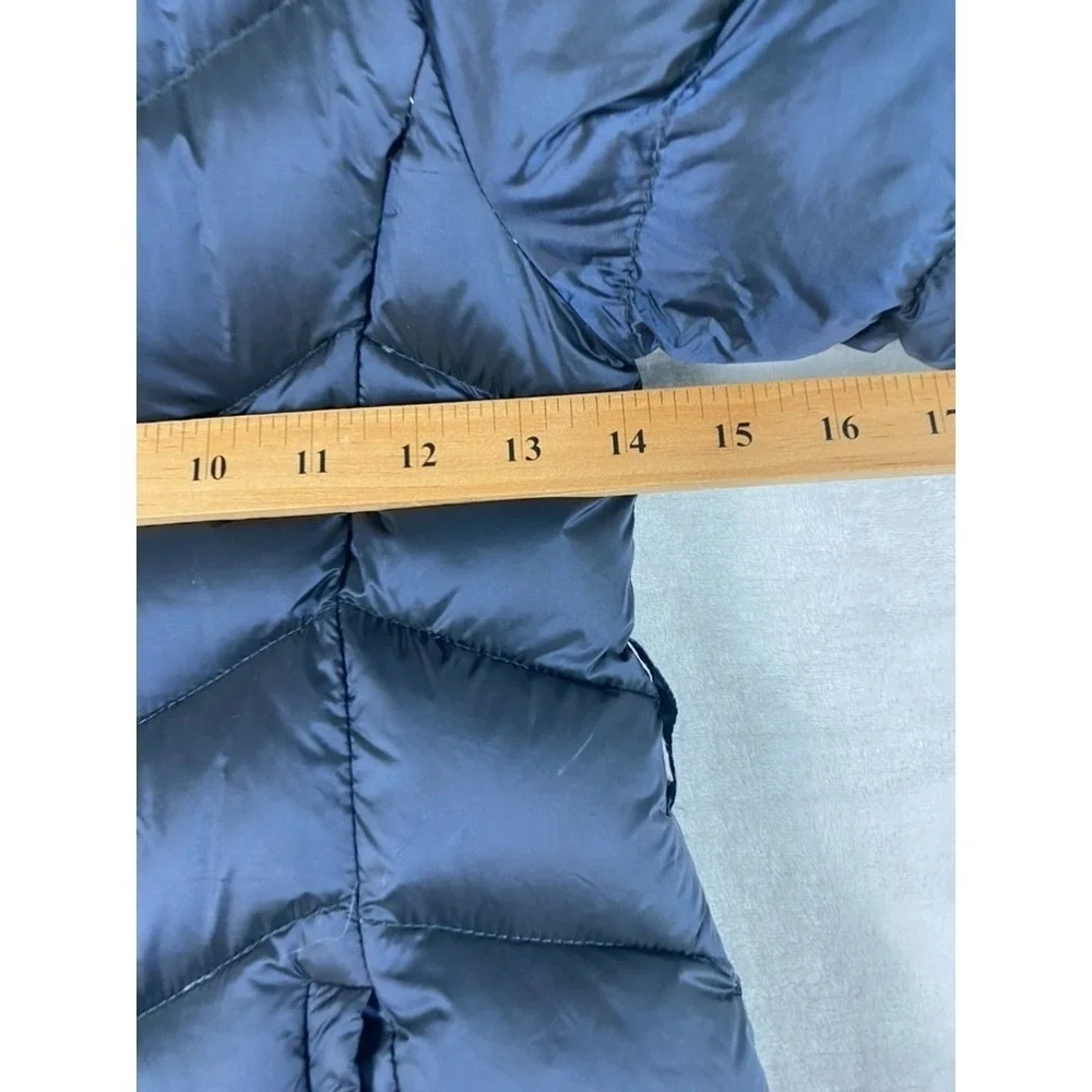 BRUMS Italy Puffer Jacket Girl Sz 7 Blue Hooded White Duck Down Waterproof